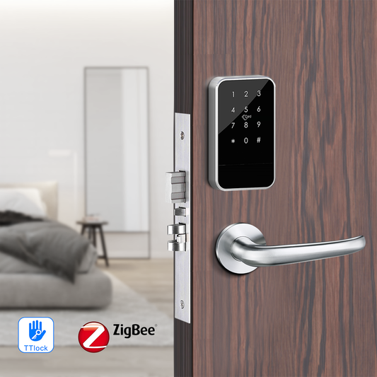 Tuya SaaS Zigbee Keypad Door Lock with Handle for Office, Hotel, and Home Use